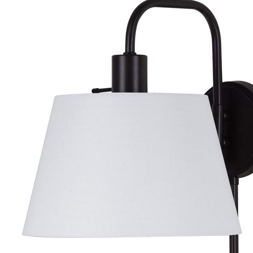 Amazon Brand – Ravenna Home Traditional Plug-In Wall Sconce with Linen Shade, LED Bulb Included, 11"H, Dark Bronze