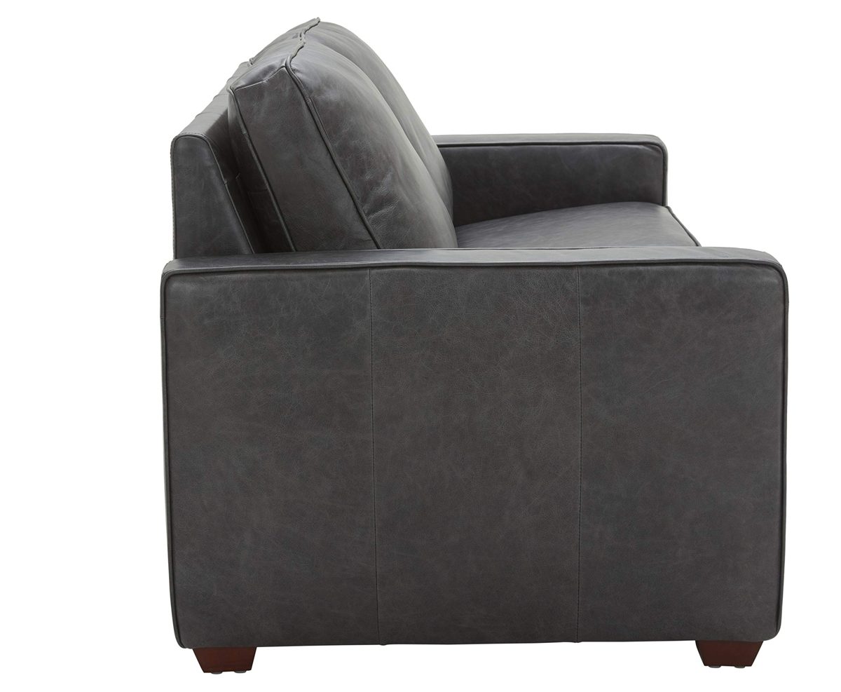 Amazon Brand – Rivet Andrews Contemporary Top-Grain Leather Loveseat Sofa with Removable Cushions, 67"W, Black