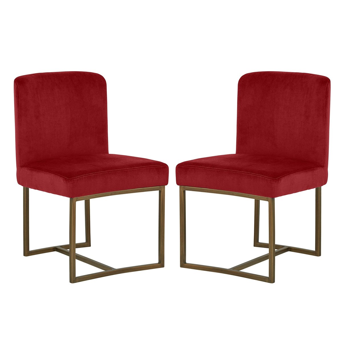 Rivet Eastern Modern Dining Room Kitchen Chairs, Velvet, 32"H, Set of 2