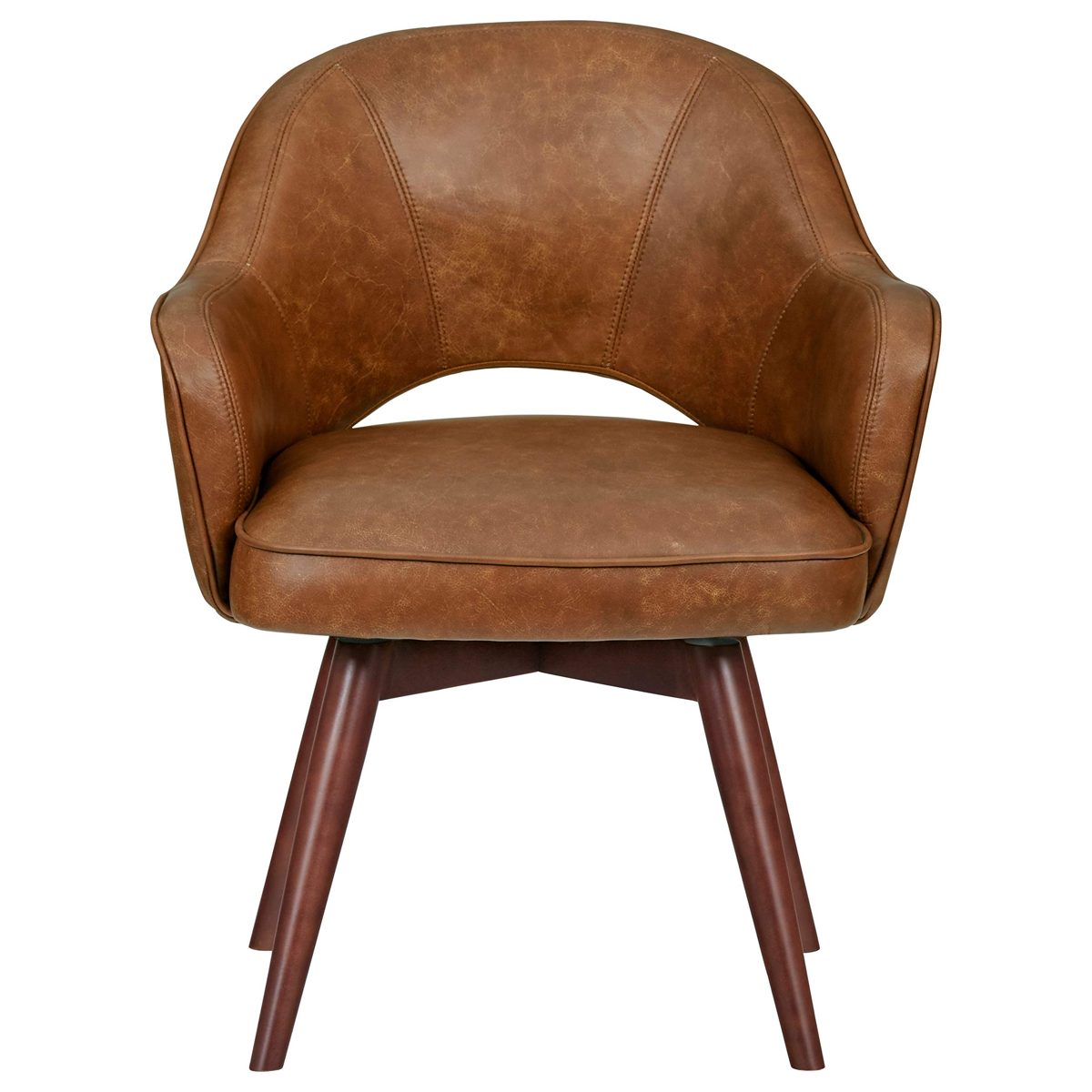 Amazon Brand – Rivet Mid-Century Bonded Leather Swivel Chair, 23.6"W, Brown