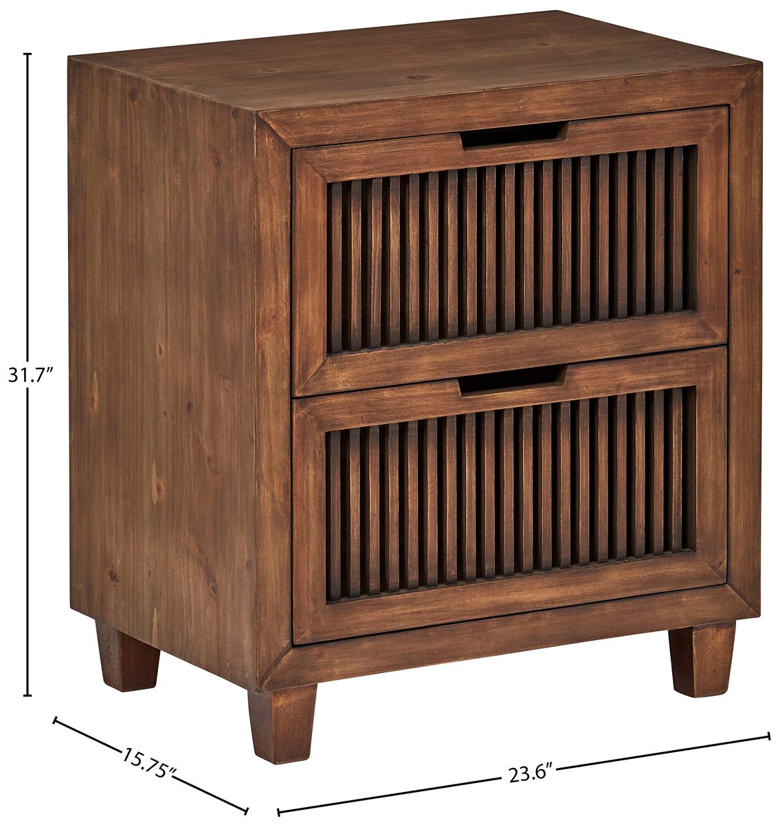 Amazon Brand – Stone & Beam Cabernet Slatted 2-Drawer Cabinet, 23.6"W, Ash