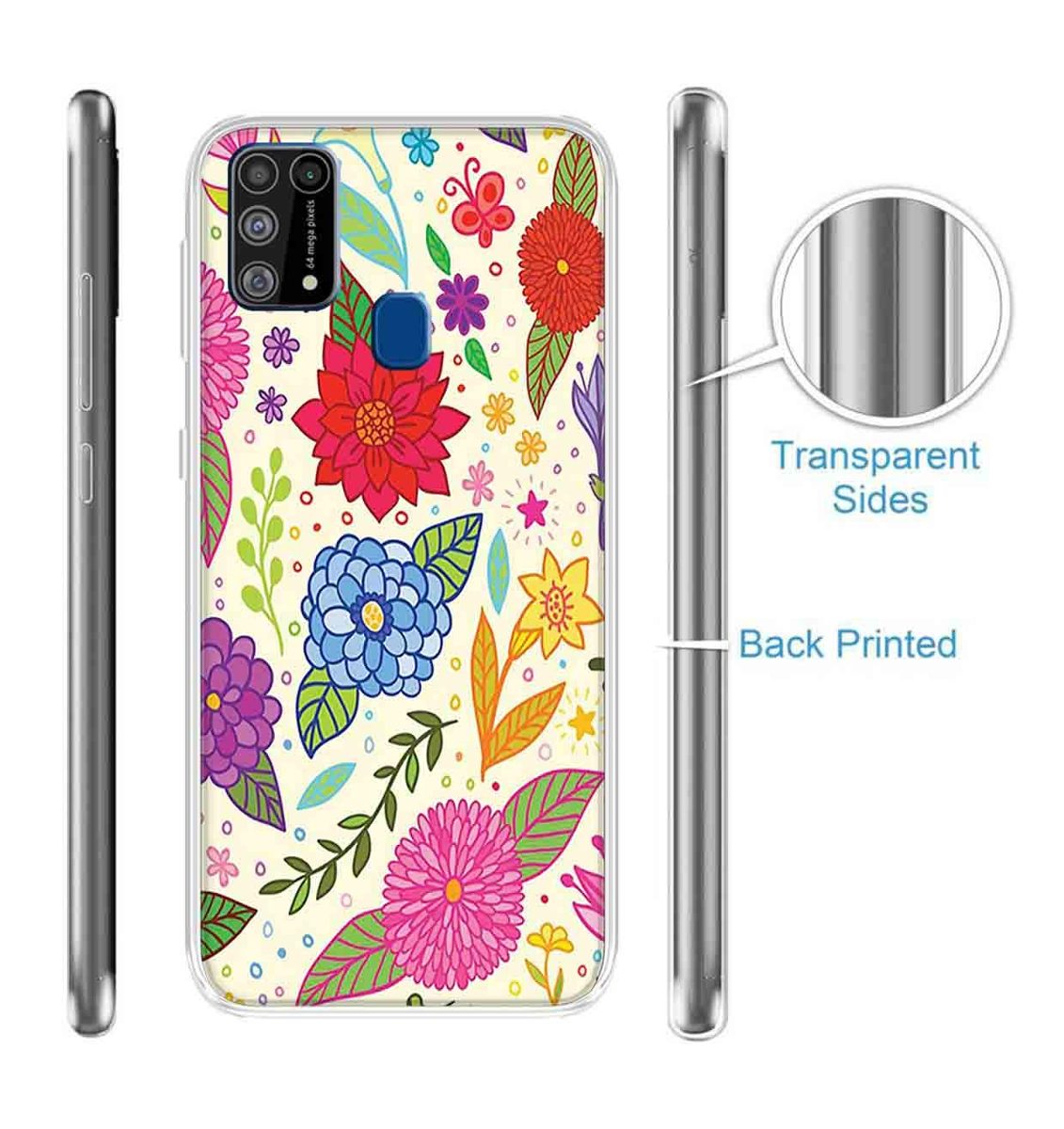 Amazon Brand - Solimo Designer Multicolor Floral Art Design Printed Soft Back Case Mobile Cover for Samsung Galaxy M31
