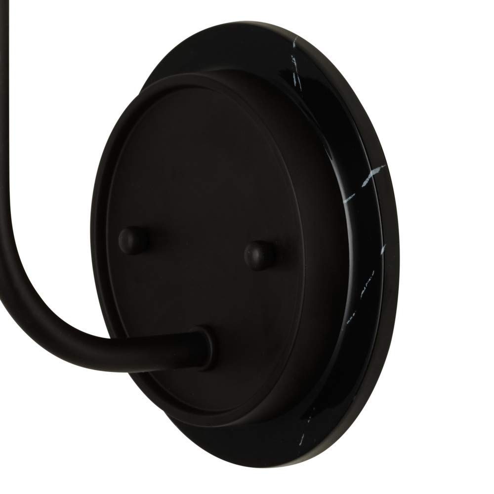 Amazon Brand – Stone & Beam Contemporary Single-Light Black Marble Wall Sconce with Linen Shade, LED Bulb Included, 13.5"H, Dark Bronze