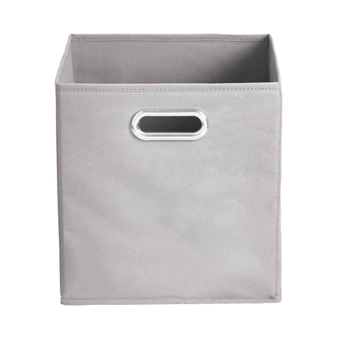 AmazonBasics Collapsible Fabric Storage Cubes with Oval Grommets - 6-Pack, Light Grey