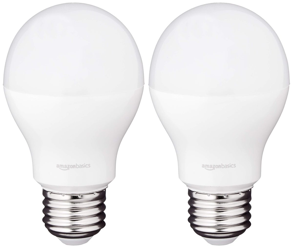 AmazonBasics 11 Watt Equivalent, Soft White, Dimmable, A19 LED Light Bulb, 2-Pack (Renewed)