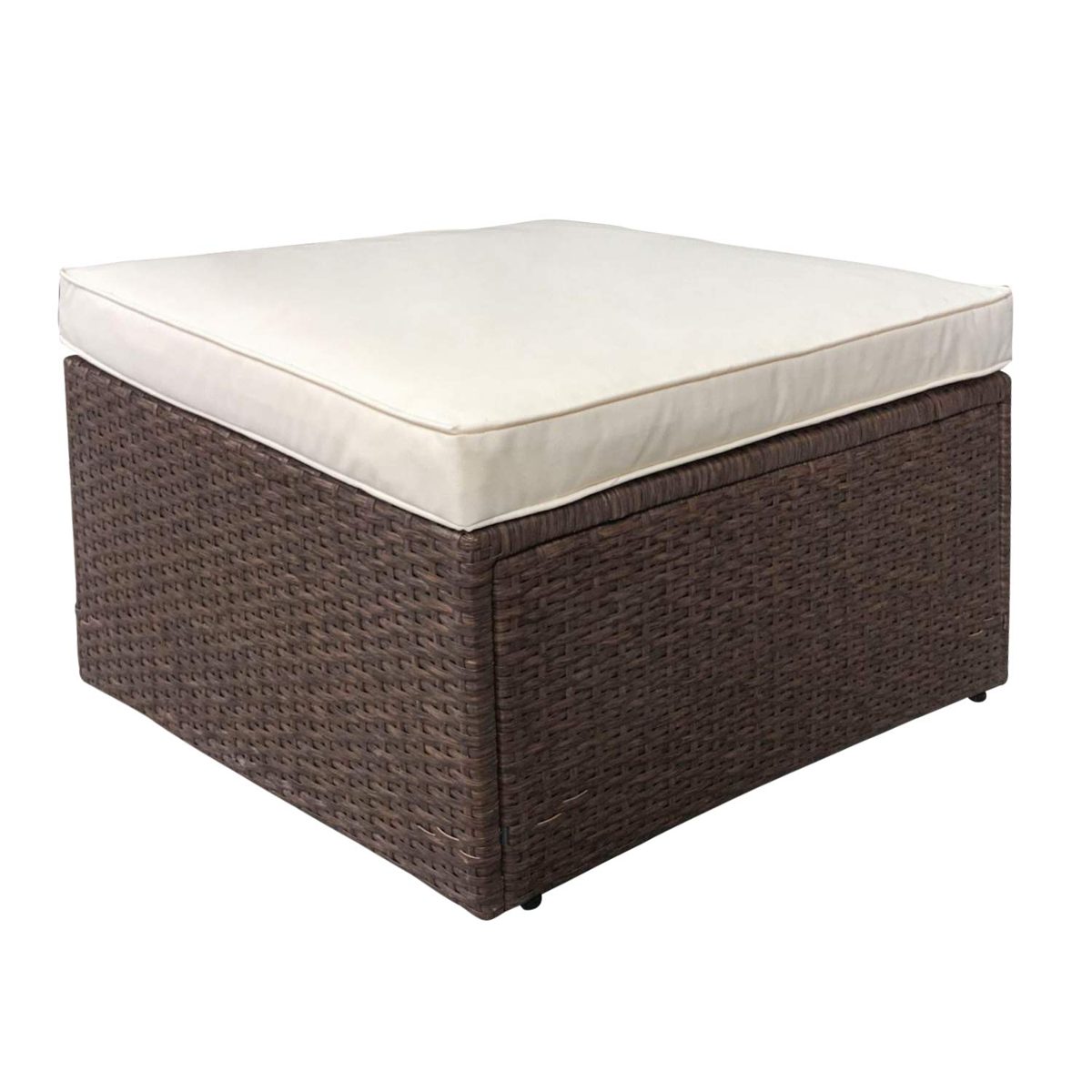 AmazonBasics Outdoor Patio Garden 3-pc Wicker Rattan Sectional Sofa Lounge Set with Cushions and Ottoman (Brown)