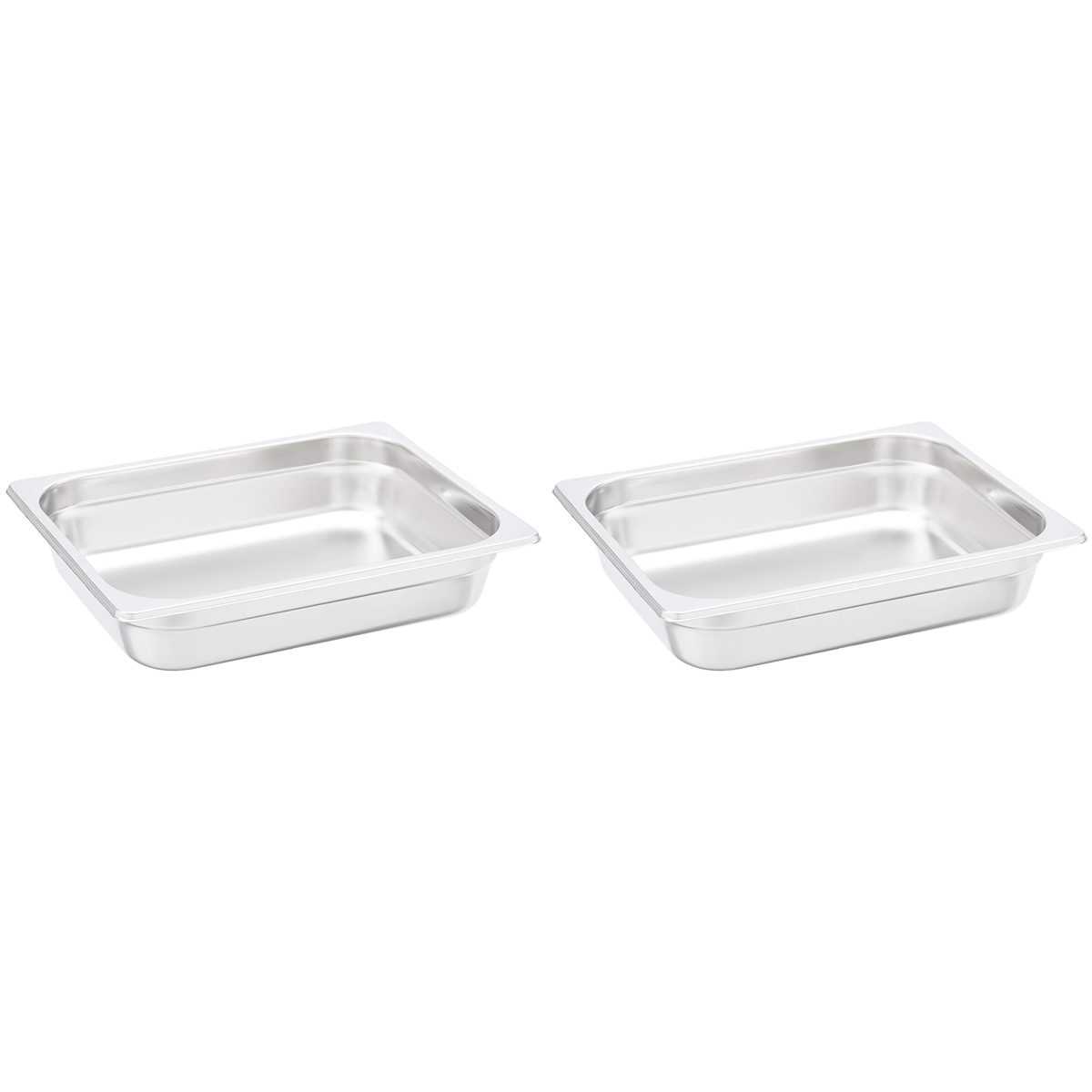 AmazonCommercial 1/2 Size x 2-1/2" Deep, Anti-Jam Stainless Steel Steam Table/Hotel Pan, 22 Gauge, Pack of 2