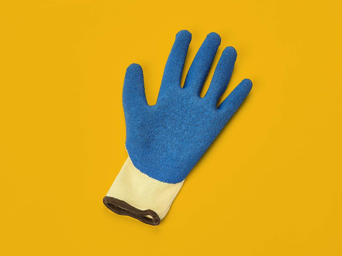 AmazonCommercial 10G Kevlar & Wrinkle Latex (Yellow/Blue), Size L, 12 pairs