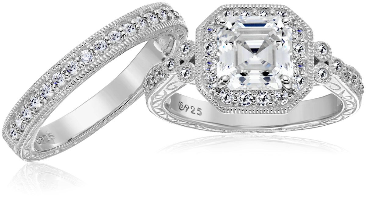 Platinum or Gold Plated Sterling Silver Ring with Swarovski Crystals