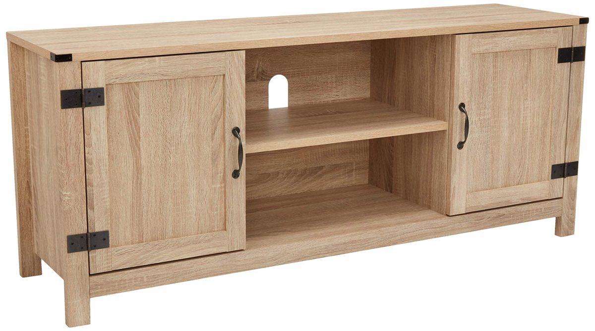 AmazonBasics Classic 58" TV Stand with Side Doors, Sonoma Oak