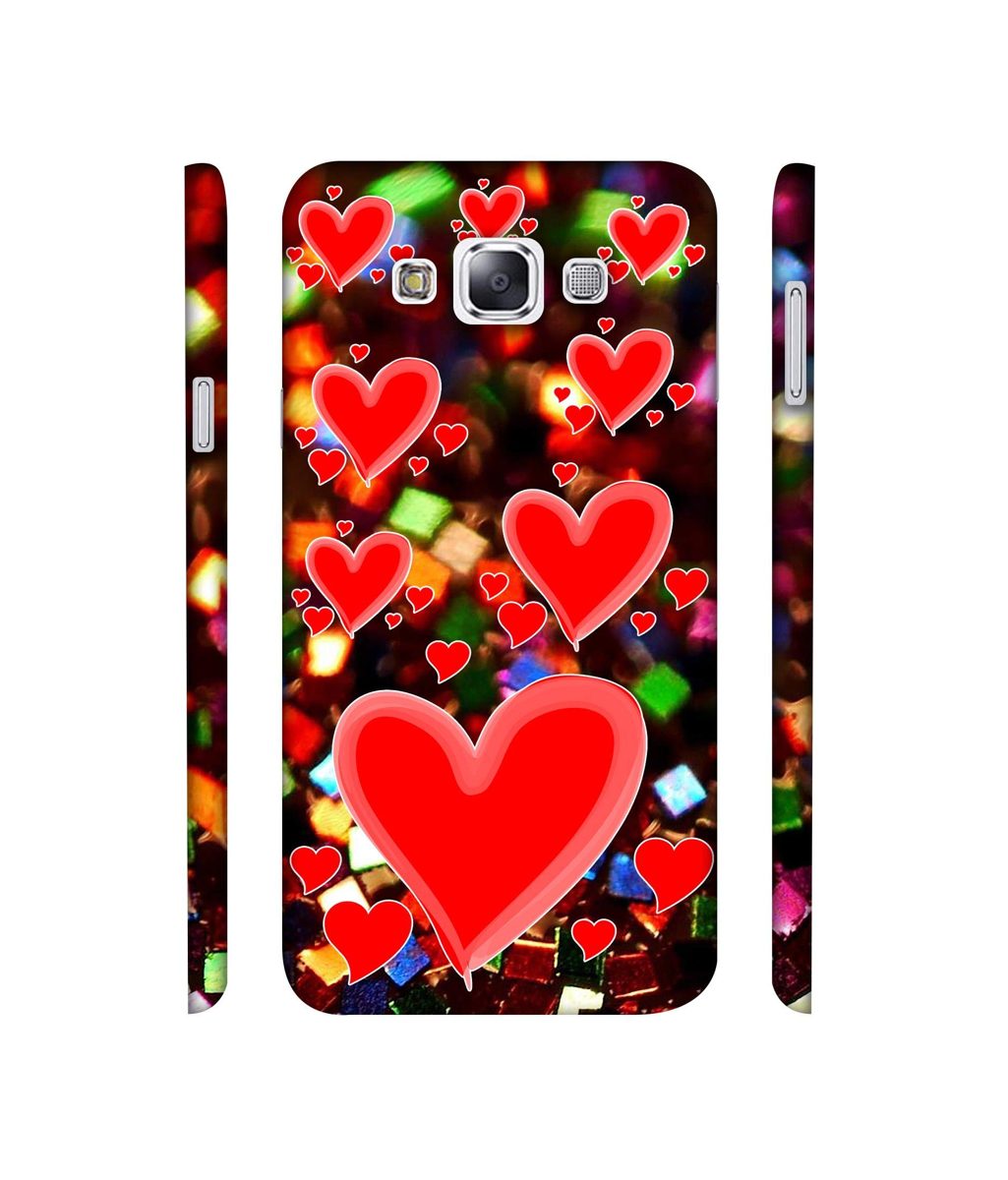 Amazon Brand - Solimo Designer Heart Texture on Glitters 3D Printed Hard Back Case Mobile Cover for Samsung Galaxy E7
