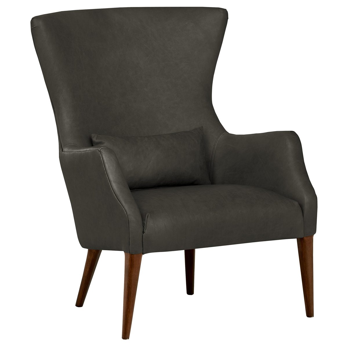 Amazon Brand – Rivet Parks Mid-Century Modern Wingback Leather Accent Chair, 30.5"W, Aged Black