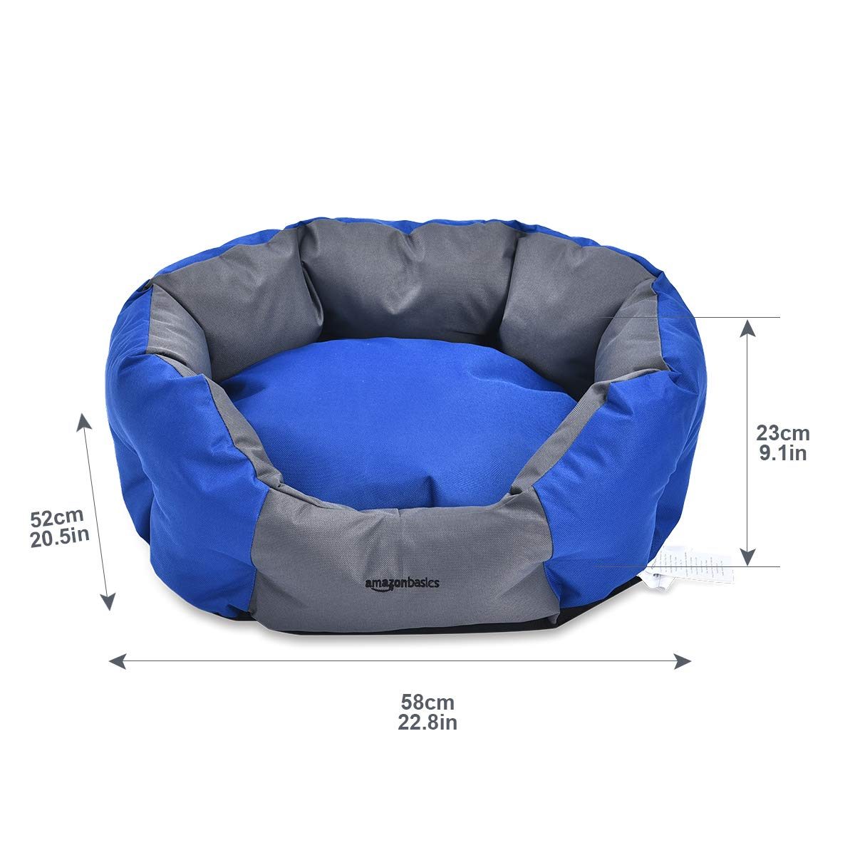 AmazonBasics Water-Resistant Pet Bed for Small Dogs - Oval, Royal Blue, 22.8-Inch