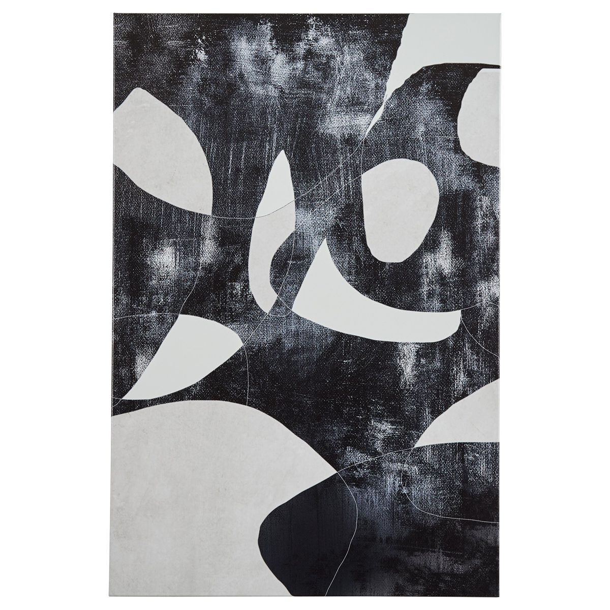 Amazon Brand – Rivet Black and White Abstract Canvas Print Wall Art, 24" x 36"
