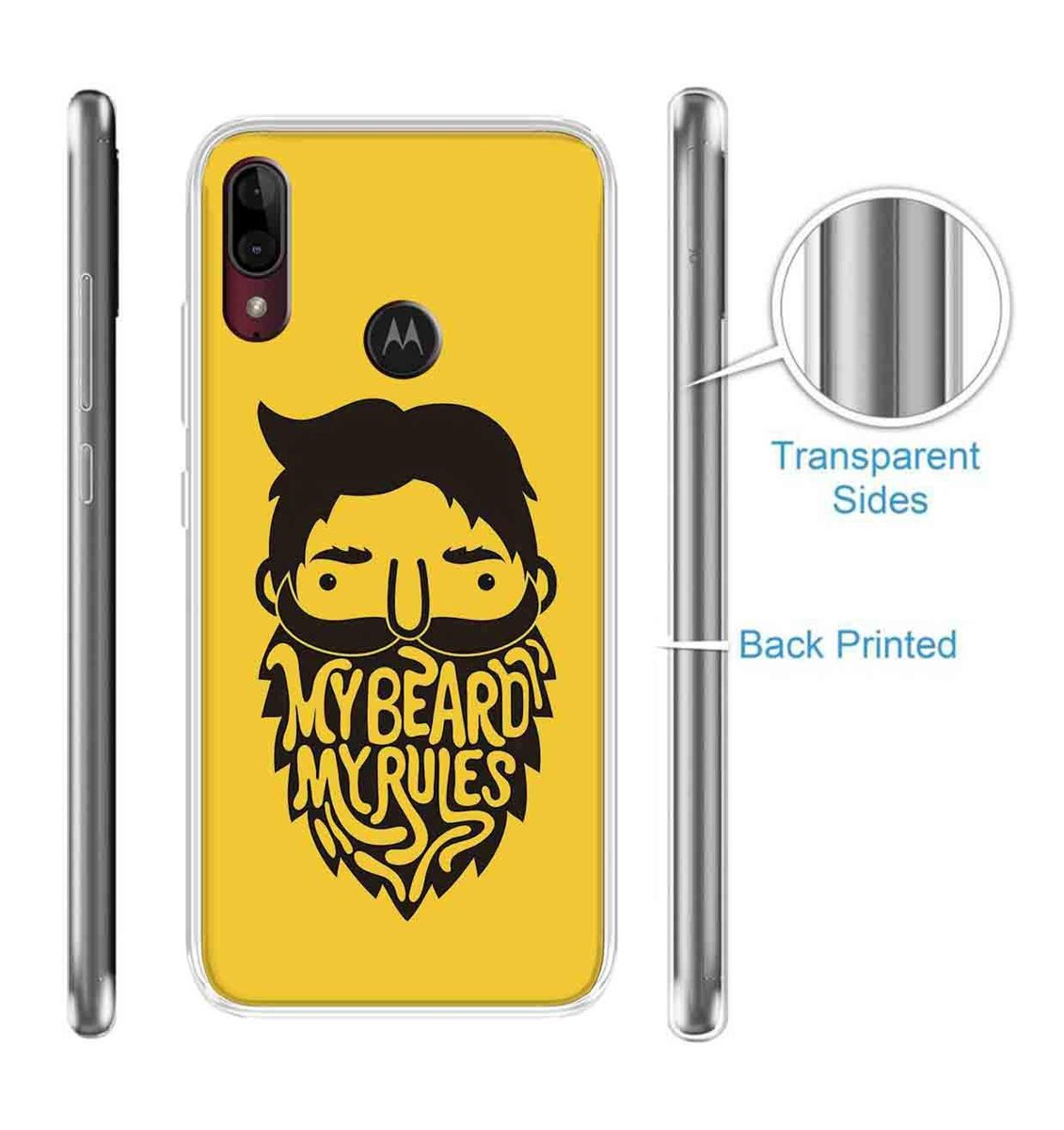 Amazon Brand - Solimo Designer Multicolor My Beard My Rules Printed Soft Back Case Mobile Cover for Motorola Moto E6s / Motorola Moto E6 Plus
