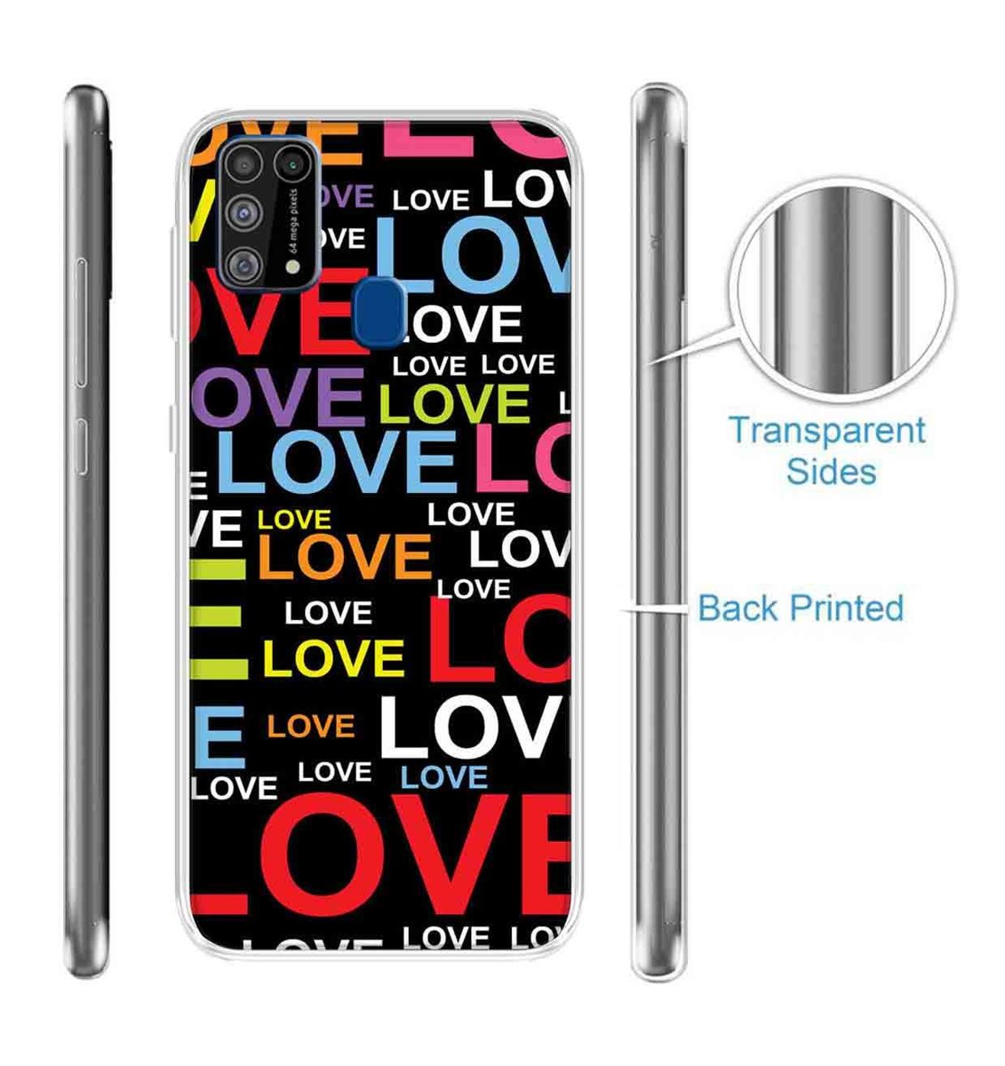 Amazon Brand - Solimo Designer Multicolor Typography Love Black Pattern Design Printed Soft Back Case Mobile Cover for Samsung Galaxy M31