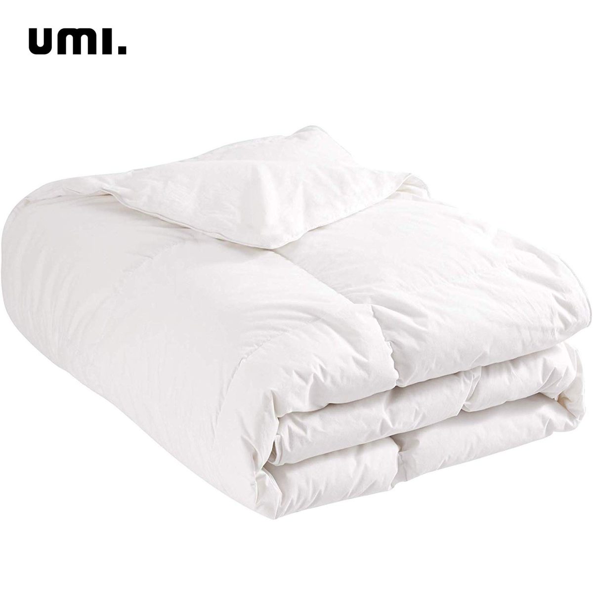 Umi. Essentials White Goose Feather and Down Duvet, Lightweight Quilt Comforter with 100% Cotton Cover, 200x200cm