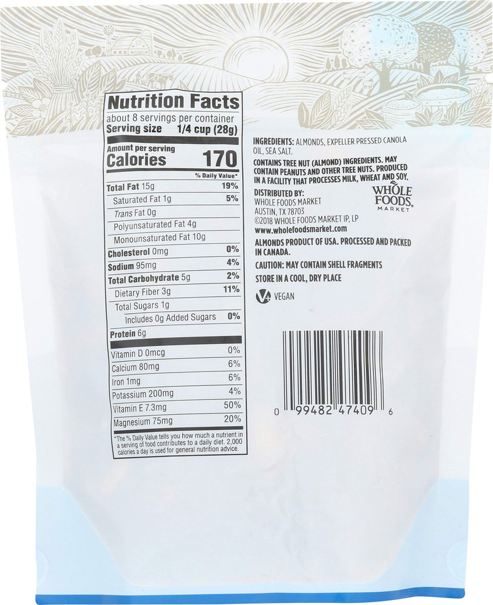 365 Everyday Value, Almonds, Roasted & Salted, 8 oz