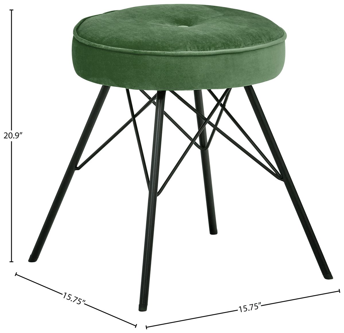 Rivet Stevie Mid-Century Modern Bar Stool, 30"H, Pack of 2, Green