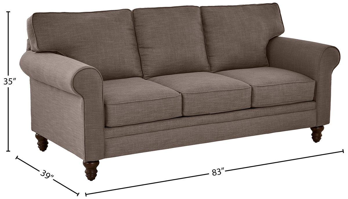 Amazon Brand – Ravenna Home Randall Rolled Arm Sofa, 83"W, Pewter