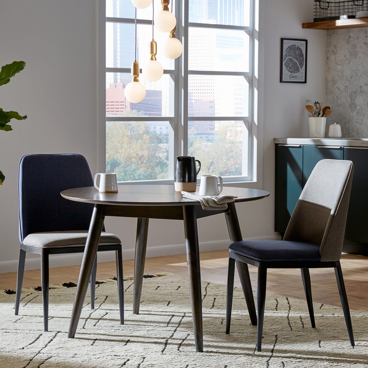 Amazon Brand – Rivet Roger 2-Pack Mid-Century 2-Tone Accent Chairs, 34.8"H, Navy and Grey