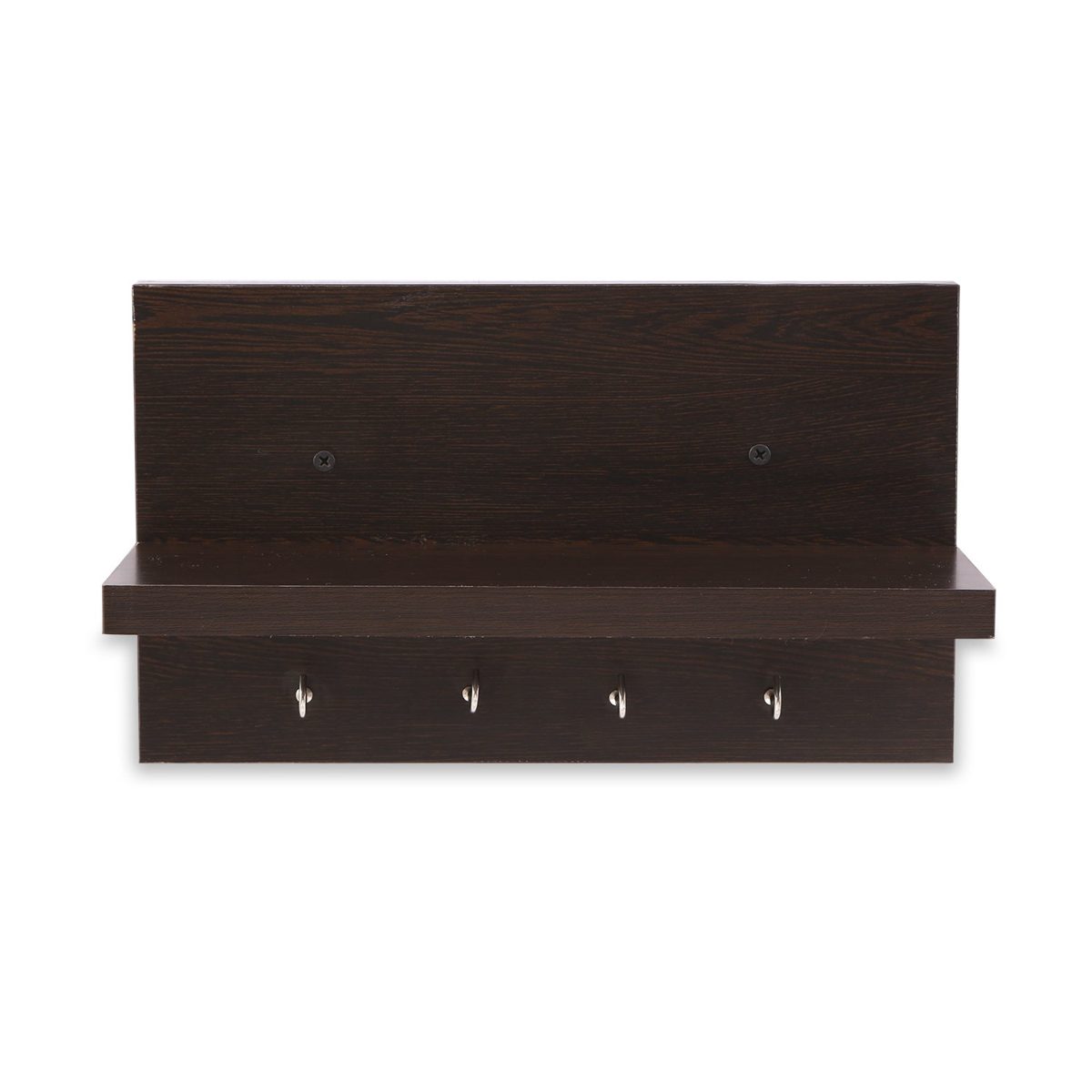 Amazon Brand - Solimo Wall-Mounted Wall Shelf with Key Hook (Matte Finish, Wenge)