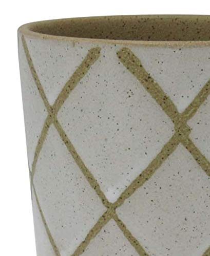 Amazon Brand – Stone & Beam Large Windowpane Footed Stoneware Planter, 9.25"H, Cloud Dancer White