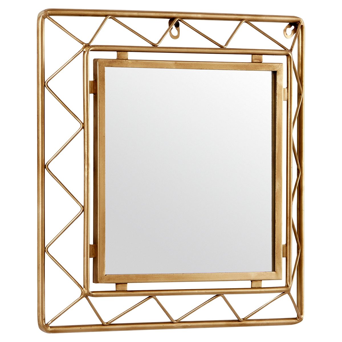 Amazon Brand – Rivet Modern Metal Lattice-Work Square Hanging Wall Mirror, 16.25 Inch Height, Gold Finish