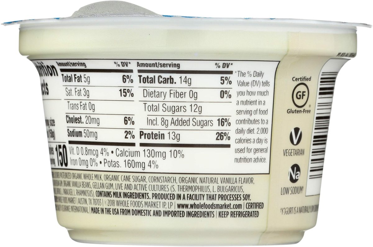 365 Everyday Value, Organic Greek Whole Milk Yogurt, Vanilla, 5.3 oz
