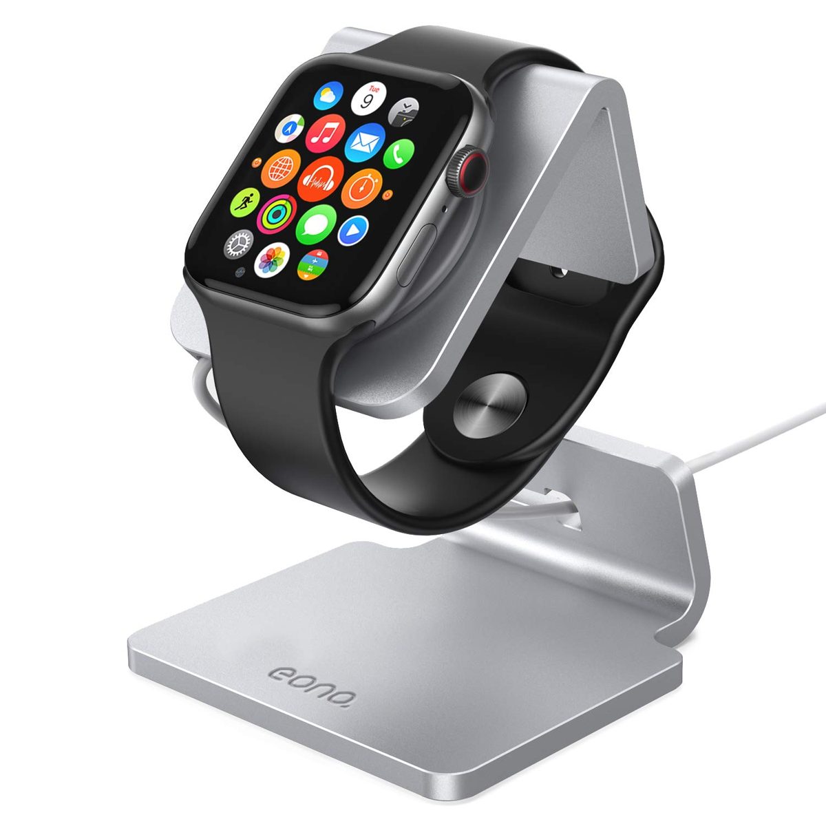 [Amazon Brand] Eono Apple Watch Charging Stand, 1 2 3 4 5 38 38 42 44 mm 44 mm Compatible with All Models Apple Watch Desktop Stand: Applewatch Aluminum Dock Lightning Stand Desk Dock Desktop Cable Storage Night Stand Cradle Apple Watch Series Apple Watch Series