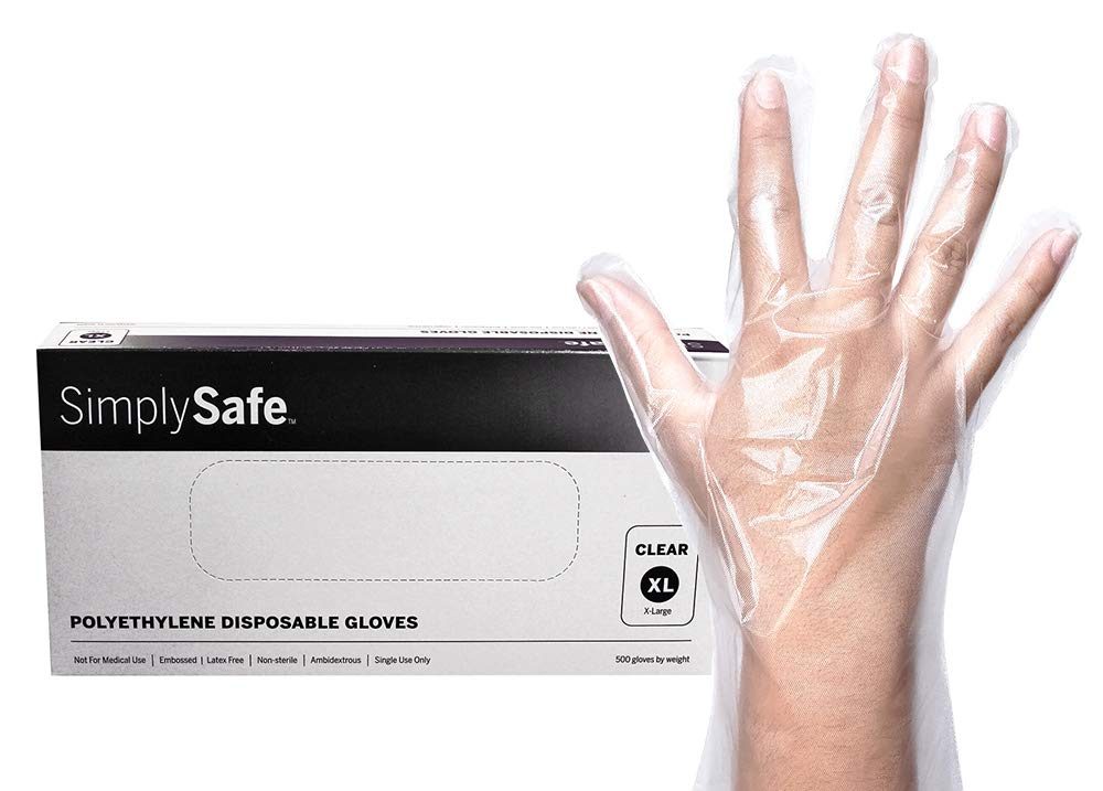 Simply Safe Poly Food Service Disposable Gloves, Translucent, 500 per box/20 Boxes per case, Extra Large
