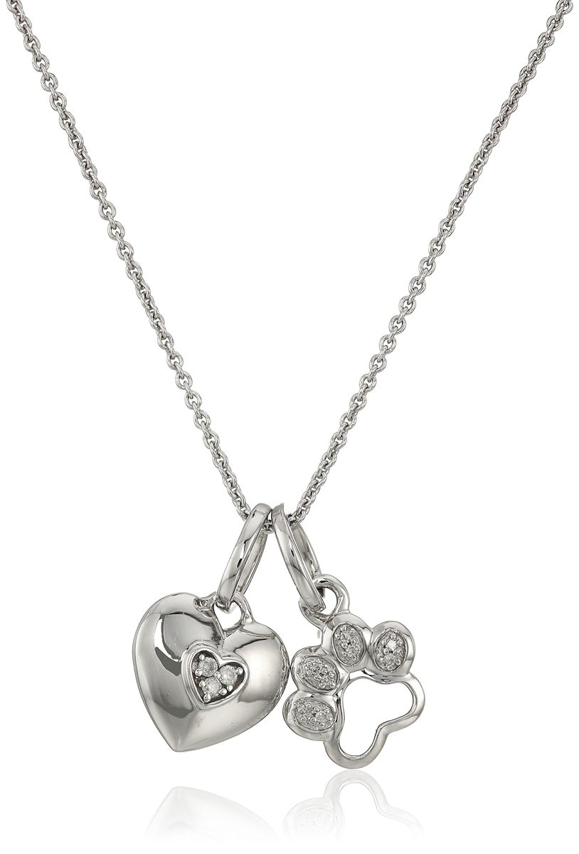 [Find] Amazon Collection suta-ringusiruba-daiyamondoakusentoha-to and Dog Paw Charm Pendant Necklace, 18 "