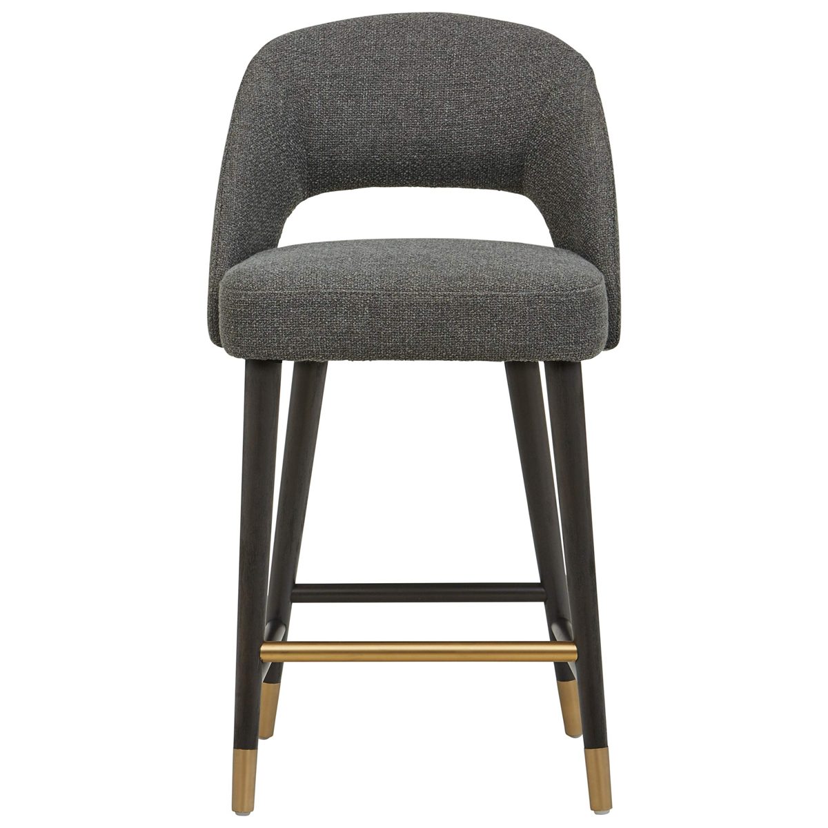 Amazon Brand – Rivet Whit Contemporary Upholstered Counter Height Stool with Gold Accents, 37"H, Flannel Grey